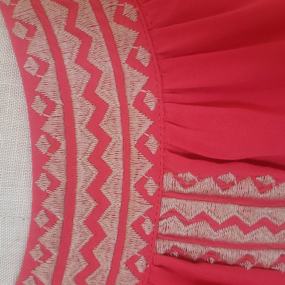 THML for Anthropologie Coral Embroidered Boho Shift Mini Dress / Tunic XS - Picture 12 of 17